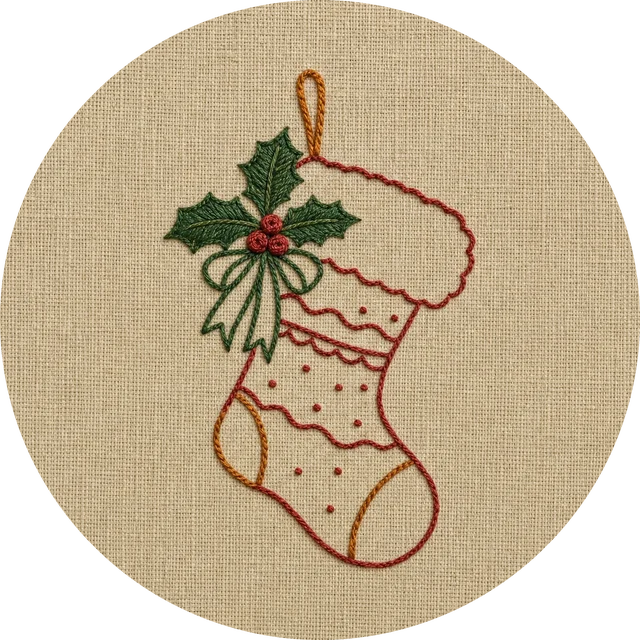 Risco 074, meia de Natal, depois de bordado à mão