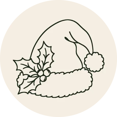 Risco 076, Gorro do Papai Noel, em traço de contorno para bordar no bastidor de 8 cm de diâmetro